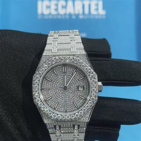 fake ice watch for sale|moissanite bust down watch.